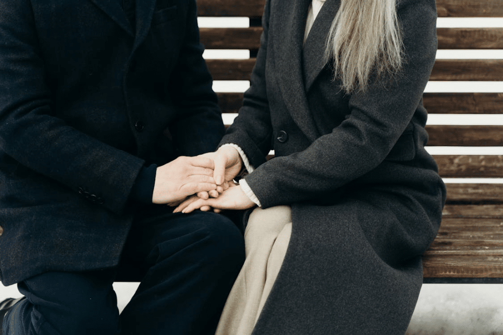 A couple holding hands