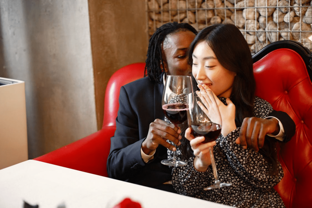 Man and woman having a date in a restaurant