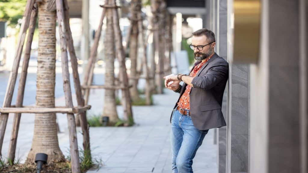 A man checking the time