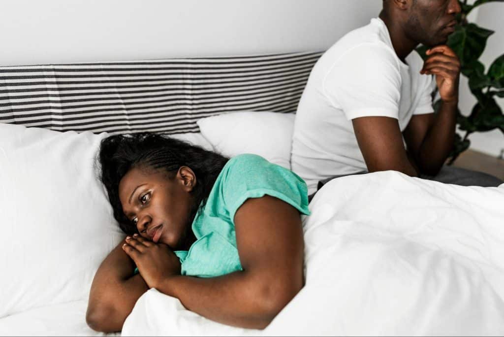A woman not talking to a man
