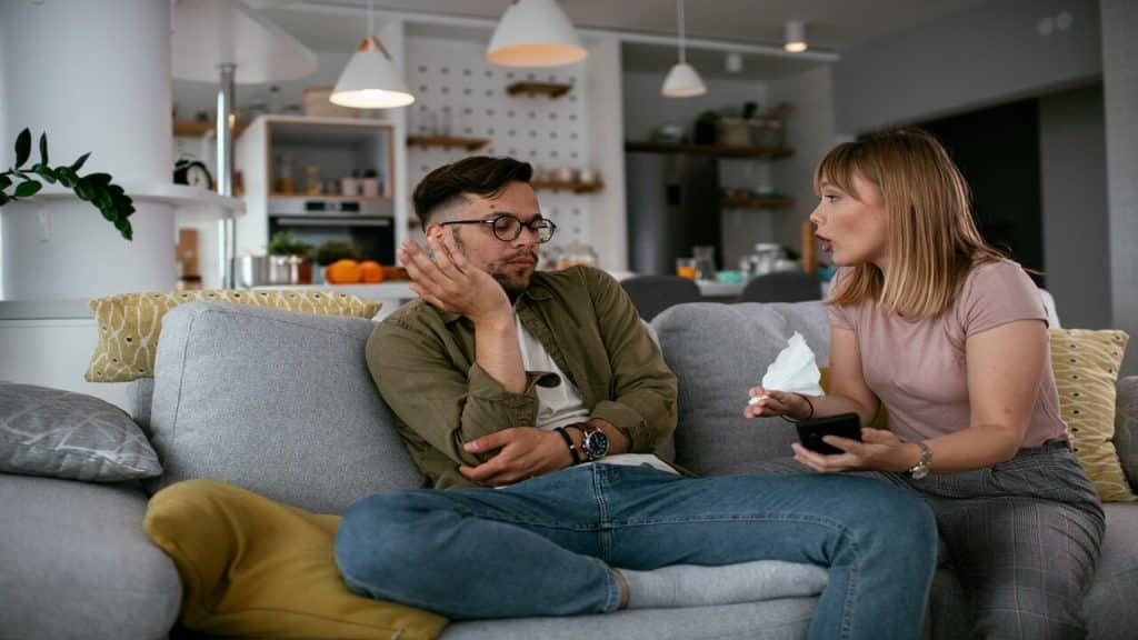 A couple having an argument at home