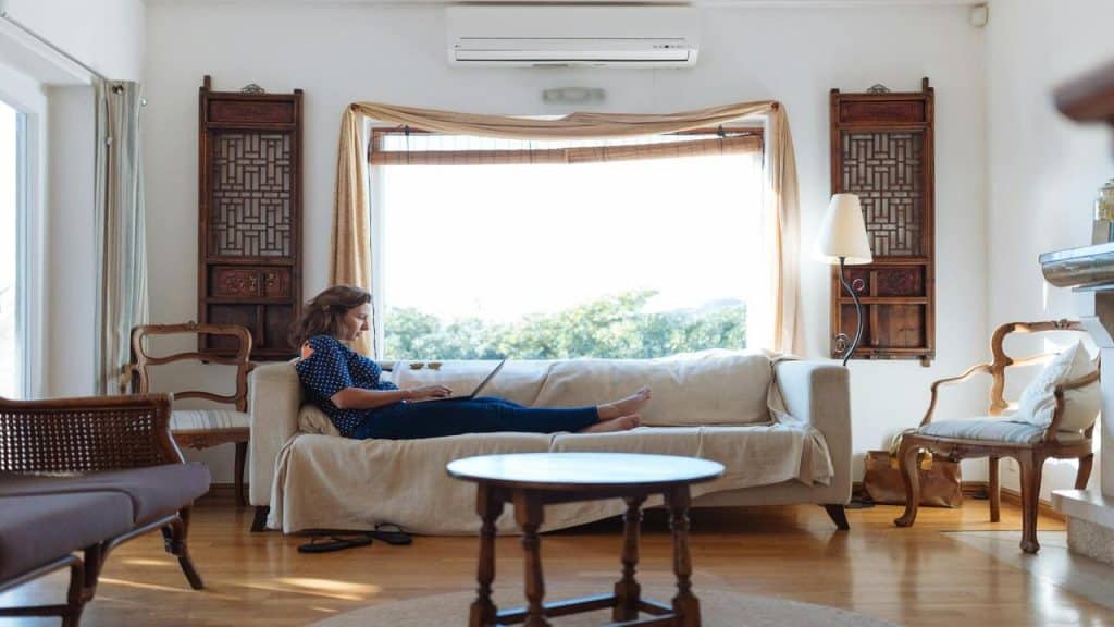 A woman spending time at home alone