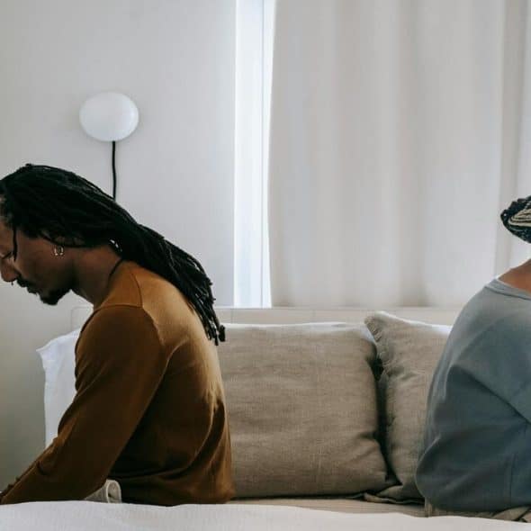 A couple not looking at each other