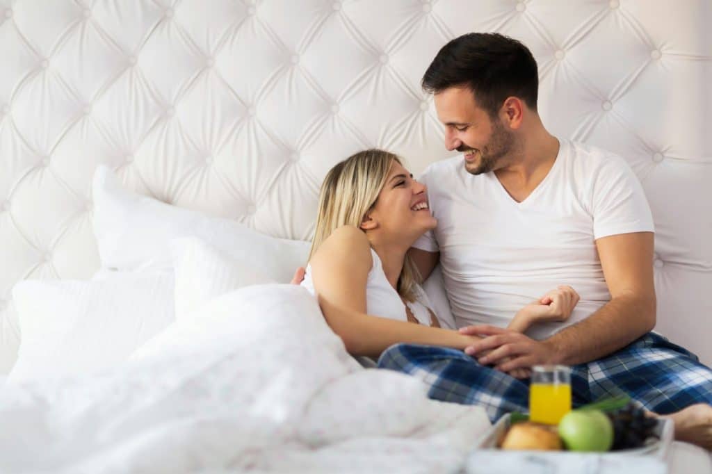A woman telling a man what she wants