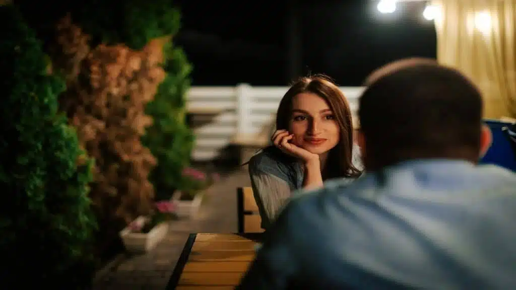 A woman looking at her date