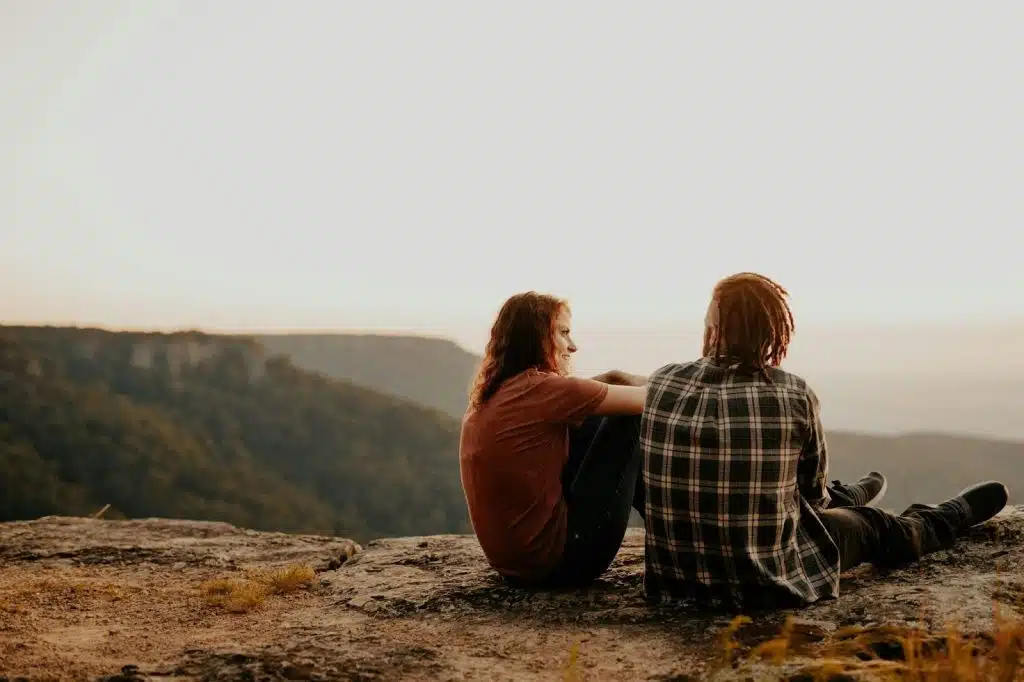 A man and woman having a heart to heart talk 