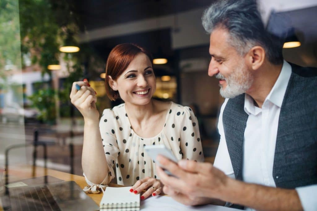 A man and woman just having a casual conversation