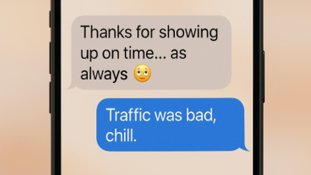 A screenshot of messages where one of the texters is being sarcastic
