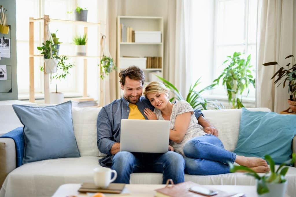 A man and woman at the living room