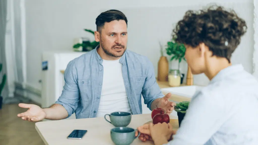 A man berating his wife