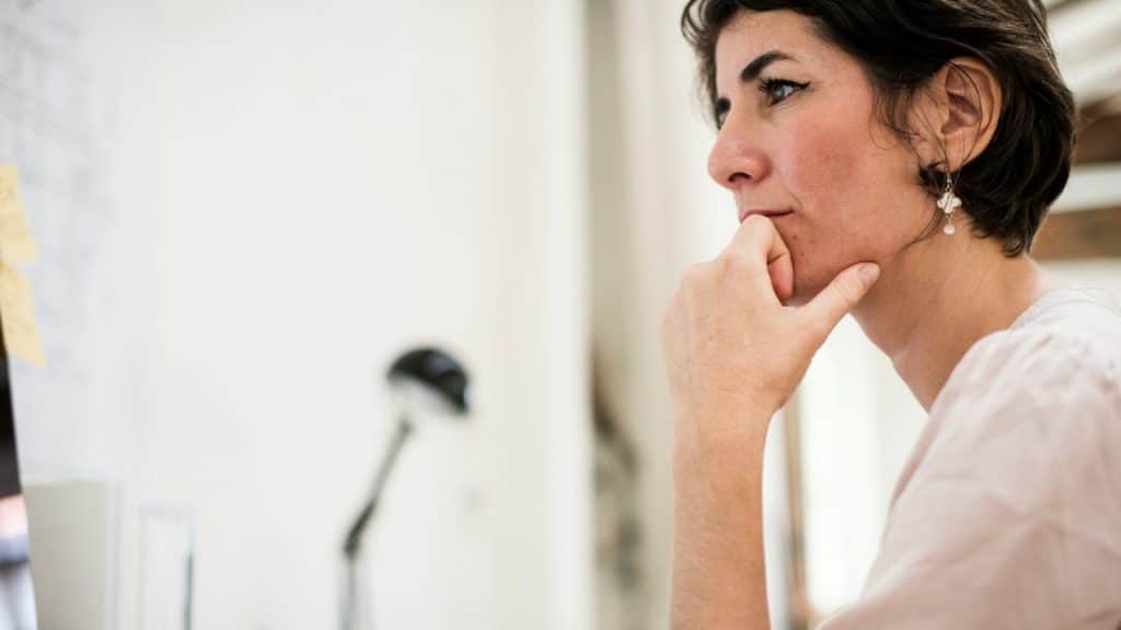A woman thinking about something.