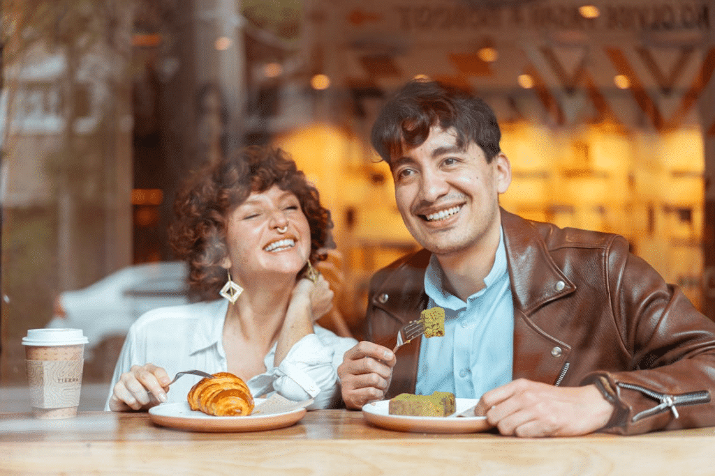 A couple on a coffee date