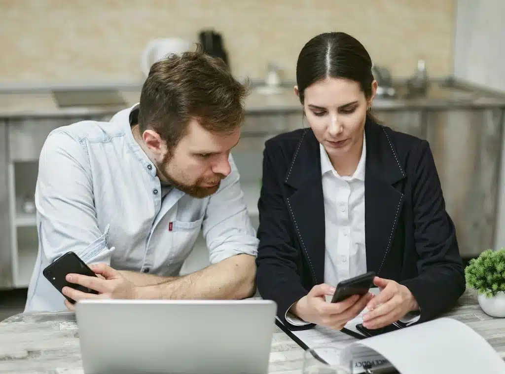 A man letting a woman to talk