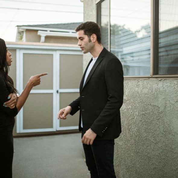 A woman nagging a man
