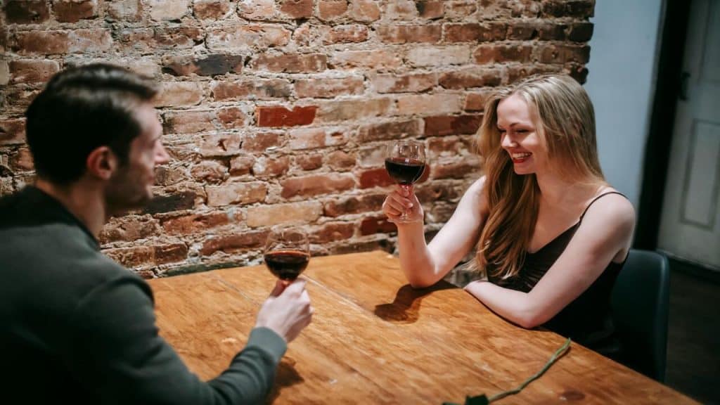 A couple talking during their date