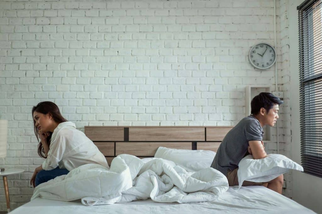 A man and woman not talking 