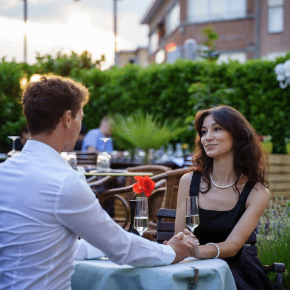 Man and woman having a date in a restaurant
