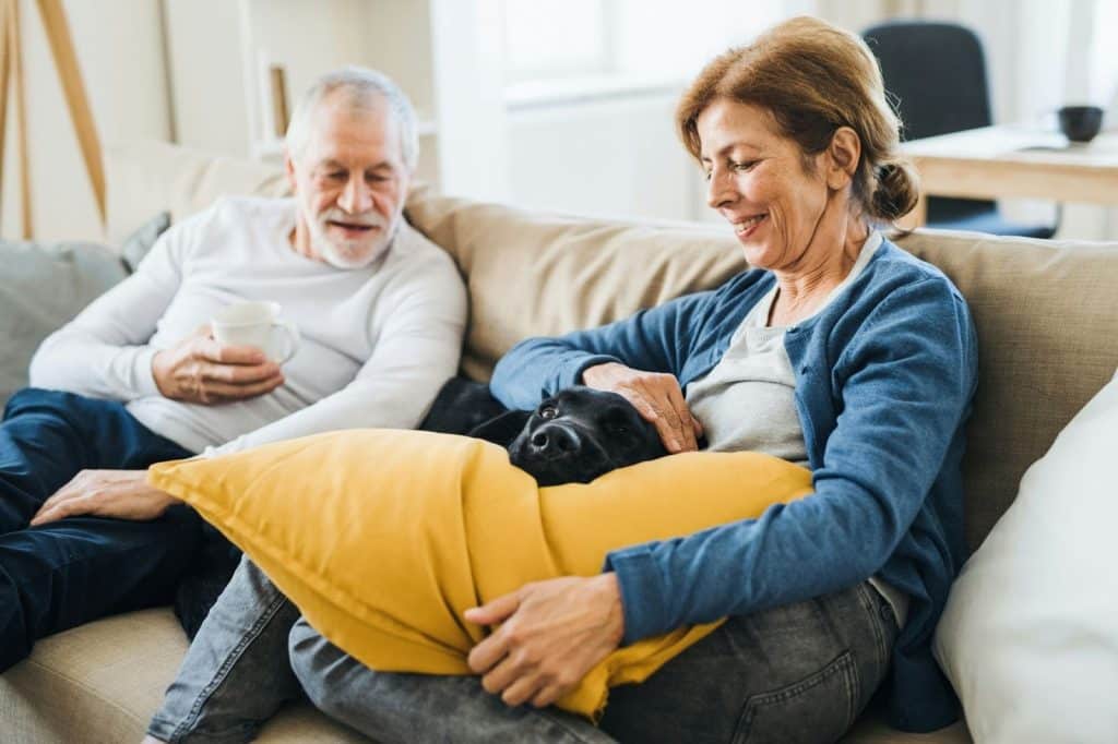 A man and woman at home