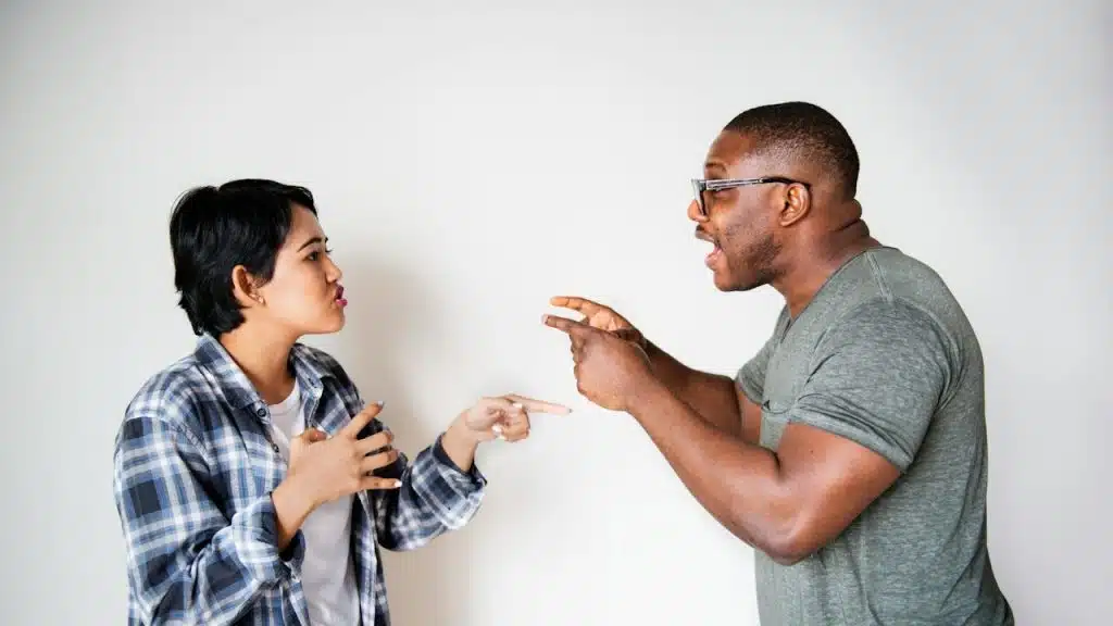 A woman is complaining to her husband.