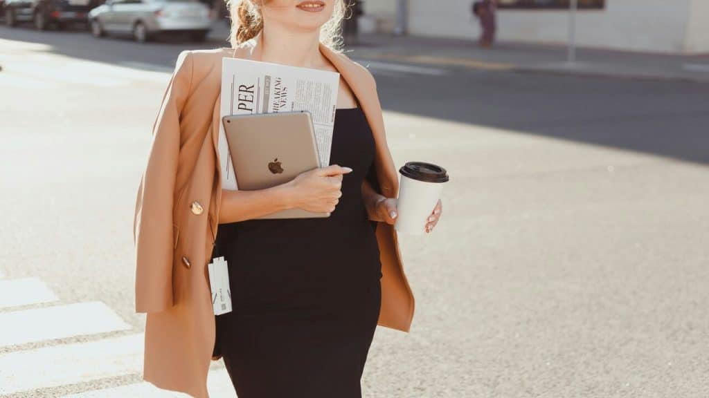 A businesswoman on her way to work
