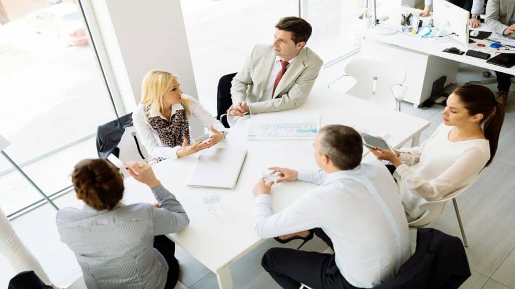 Colleagues having a meeting at work