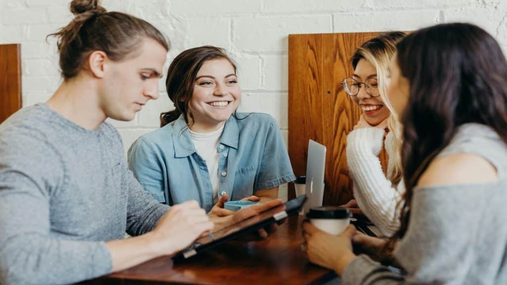 Friends at a coffee shop together