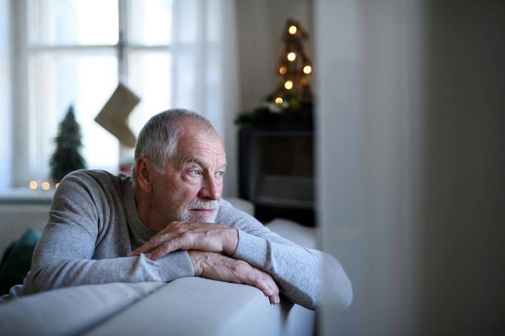 A man thinking alone