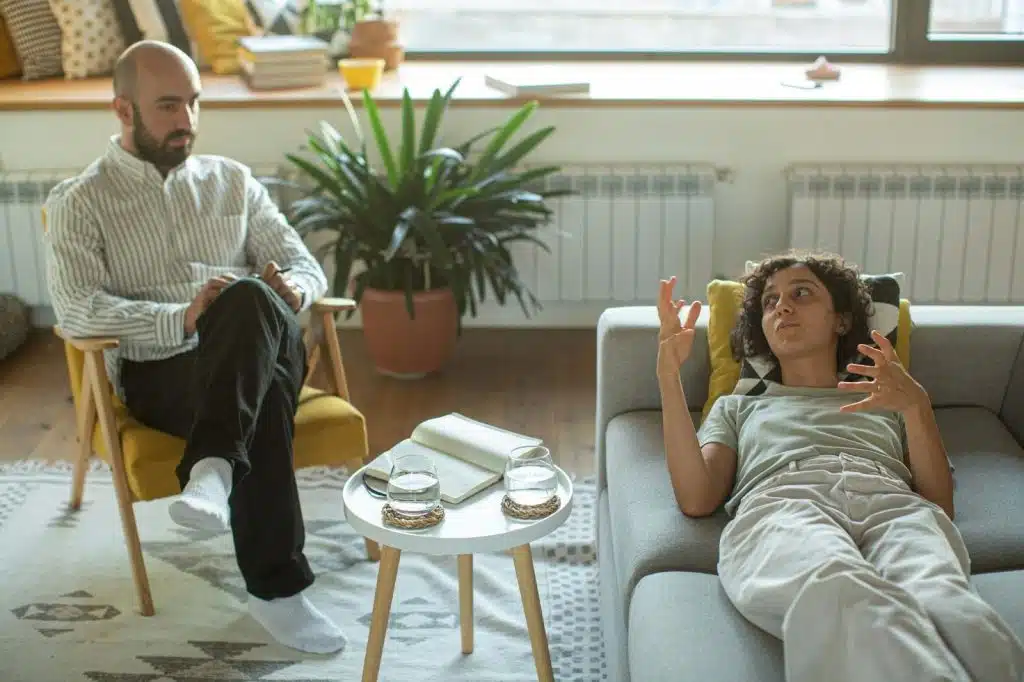 A man just listening to woman