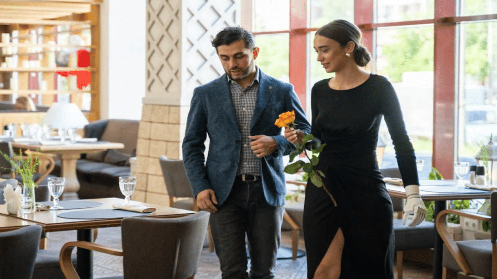 A couple on a first date