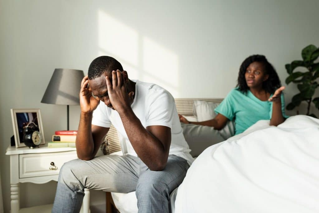 A woman trying to argue with a man