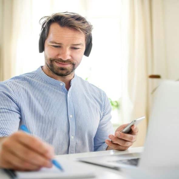 A man working from home