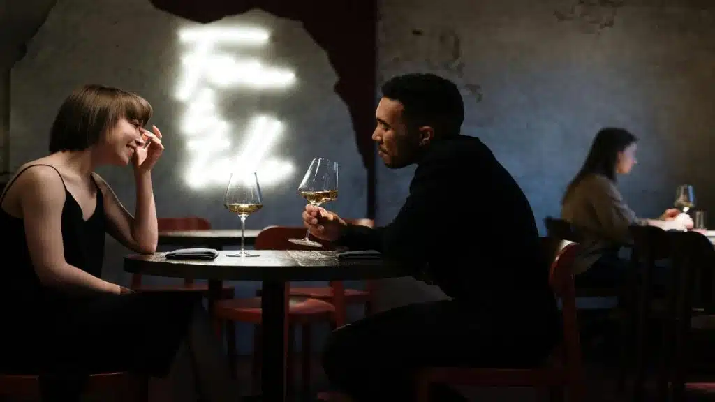 A couple on a wine date