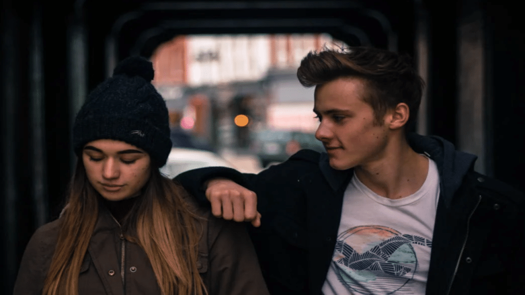A couple in a tunnel
