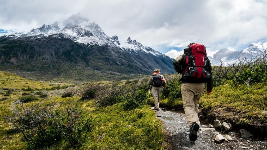A couple hiking together