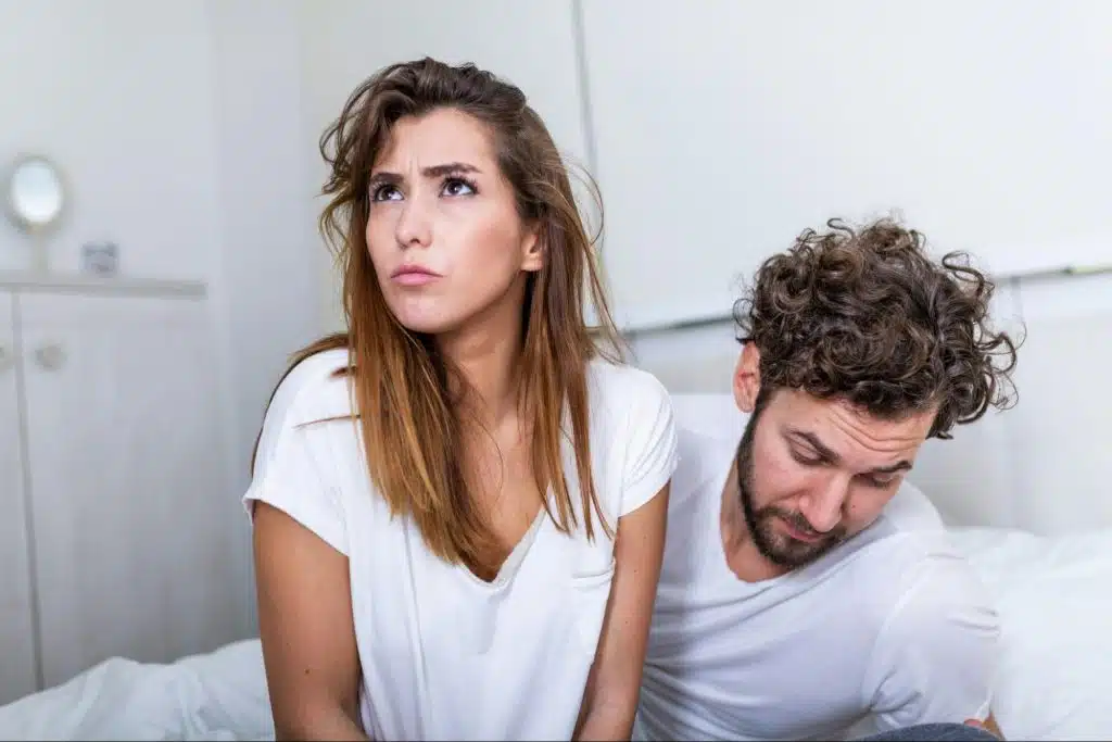 A woman irritated with a man