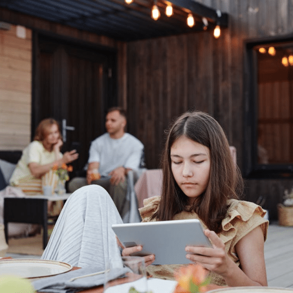 A girl using an ipad