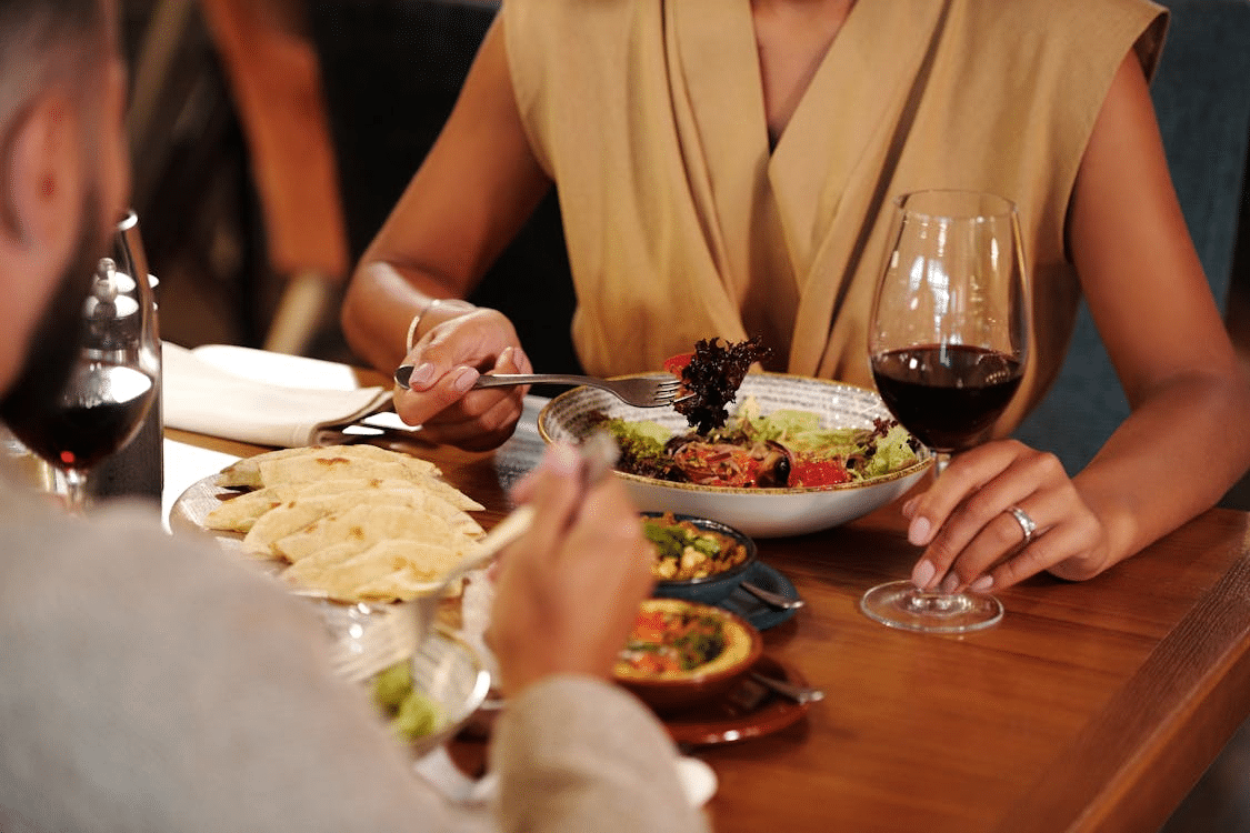 Man and woman having a date in a restaurant