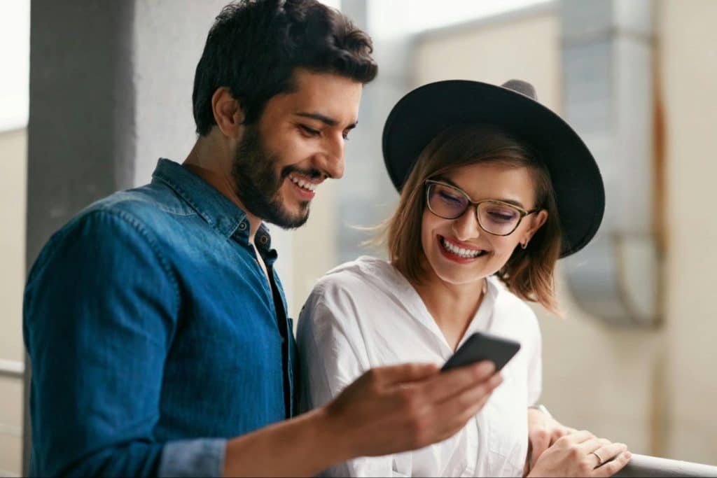 A man and woman dating