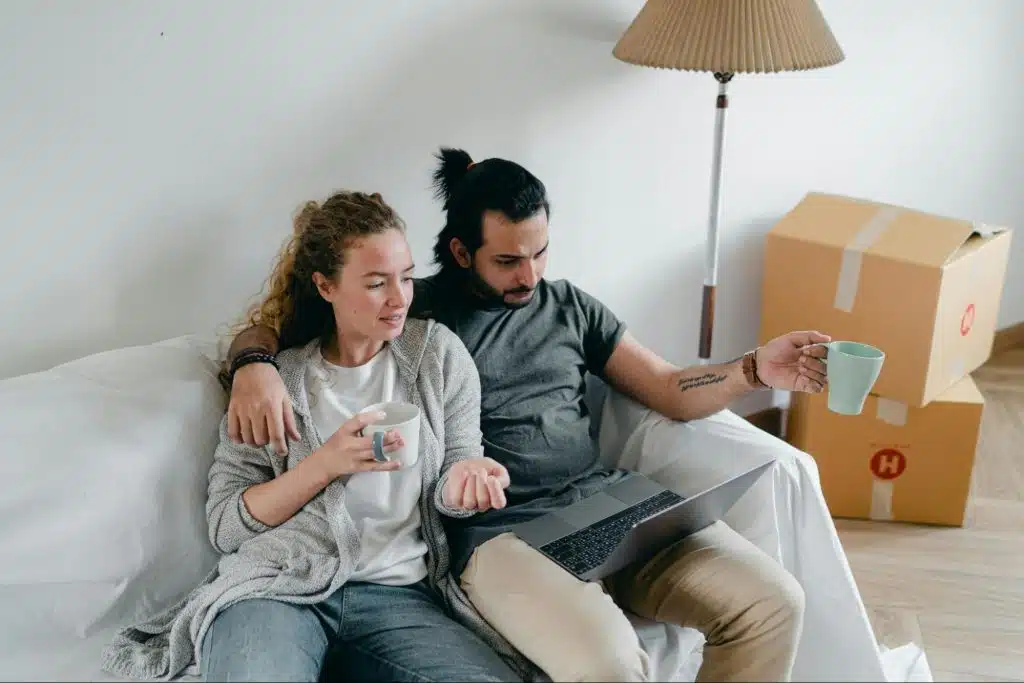 A man and woman at the living room 