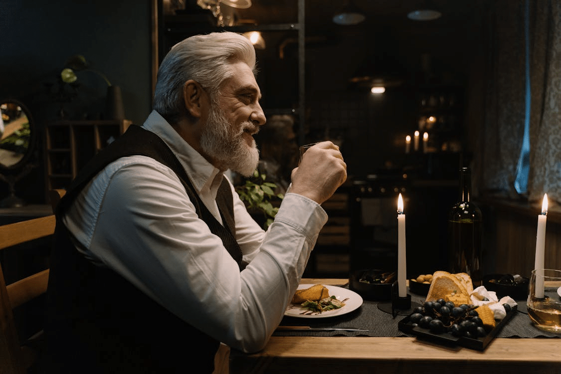 A man having a date in a restaurant
