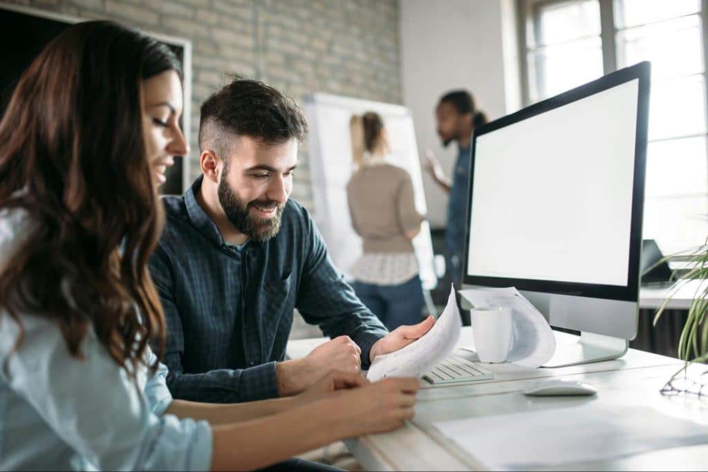 A man and woman at the office