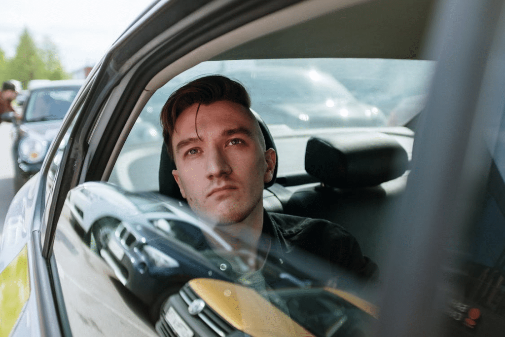 A man in a car