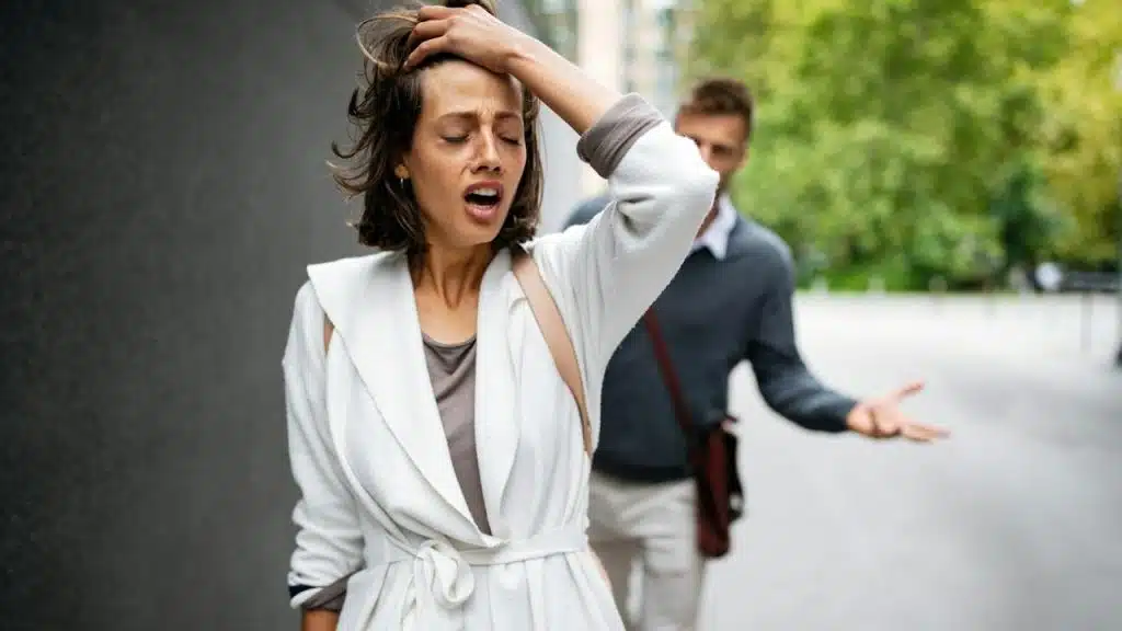 A couple arguing and having problems in a relationship.