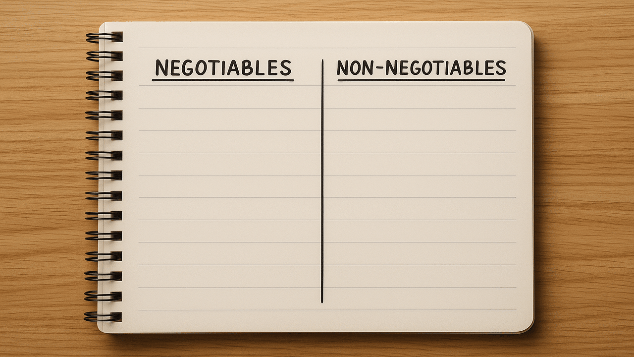 A negotiables and non-negotiables list