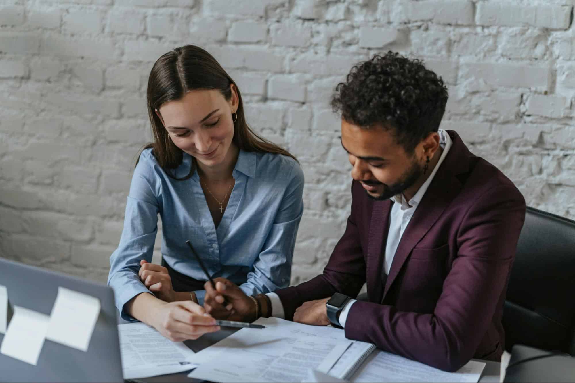 A man and woman working together