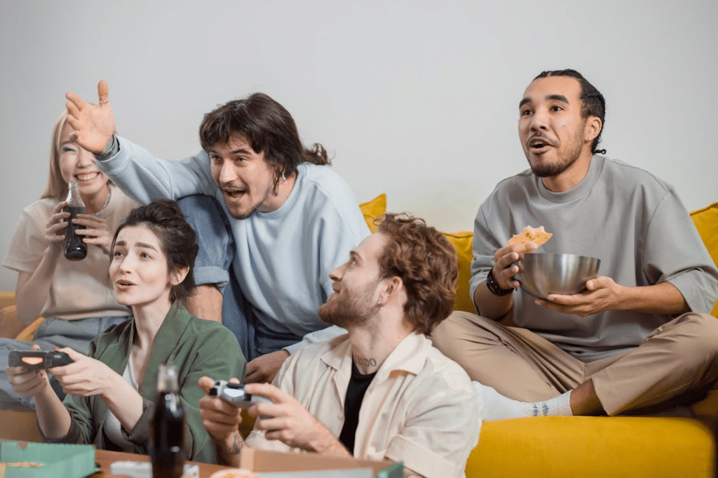 Group of friends playing