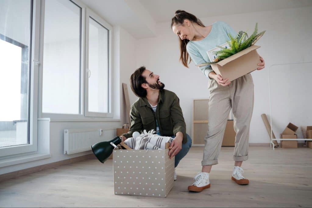 A man and woman at home