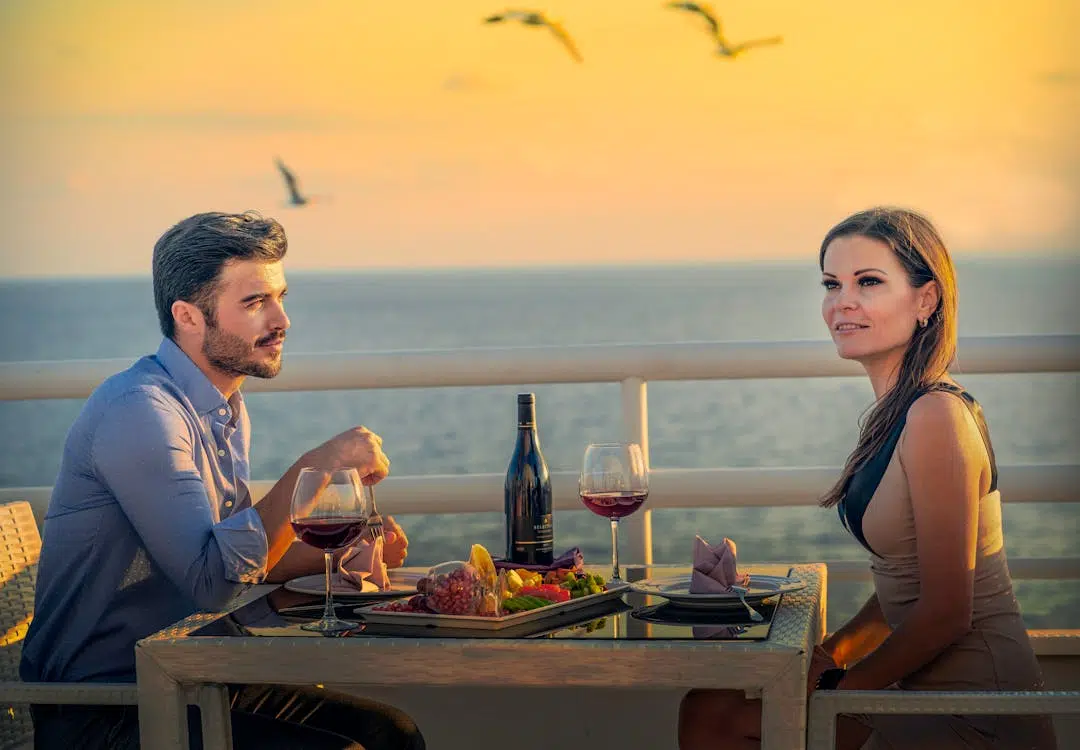 Man and woman having a date in a restaurant