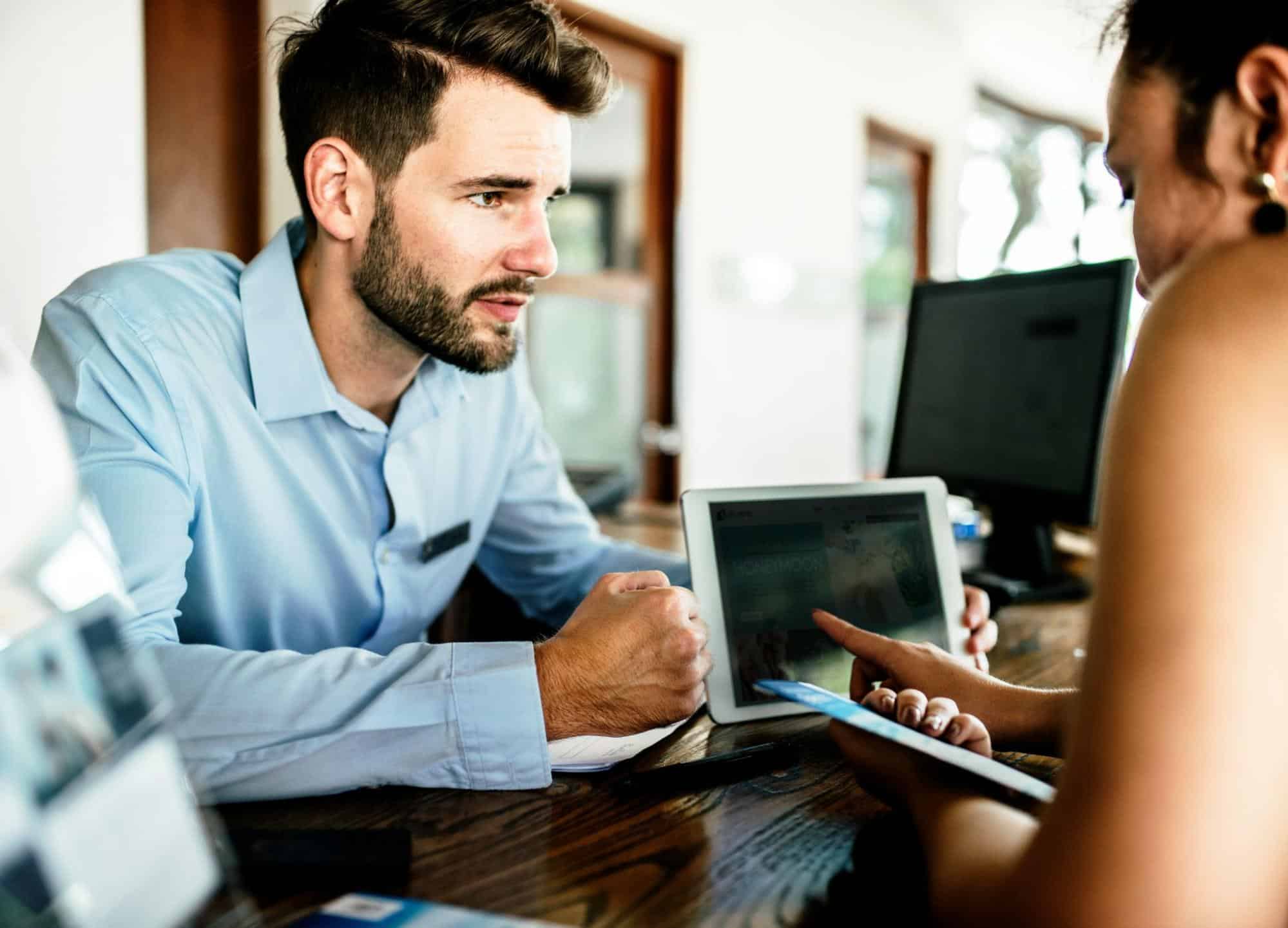 A man and woman having a short talk 
