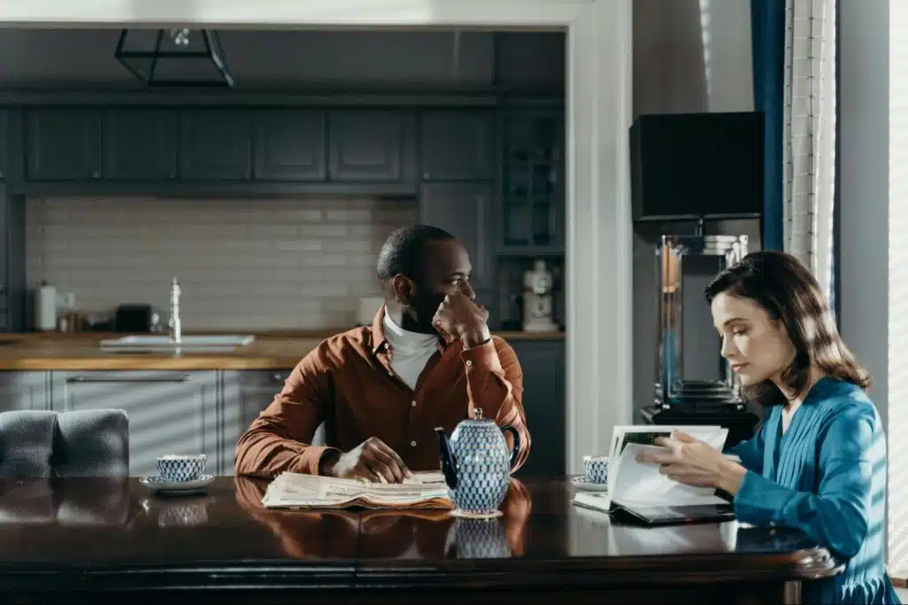 A man and woman not talking